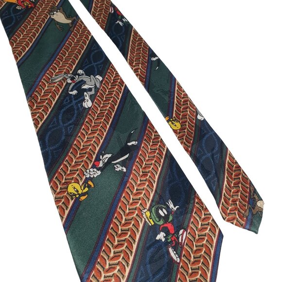 Looney Tunes Mania Men Necktie Tweetie Bugs Marvin Sam Cartoon Character Design - Picture 2 of 5